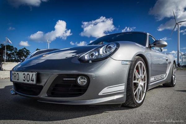 A silver Porsche